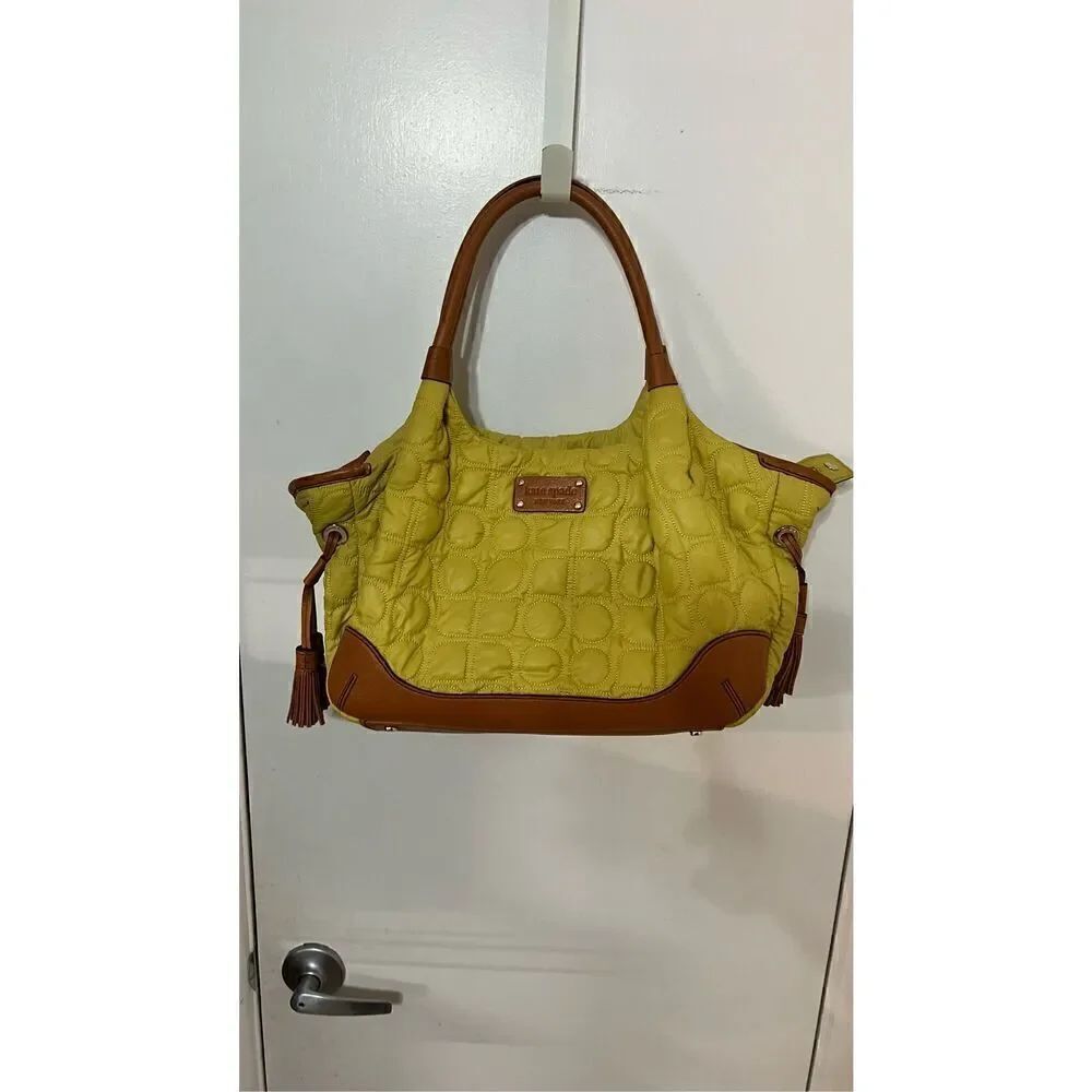 Kate Spade New York Stevie Quilted Bag greenish Yellow Great Condition